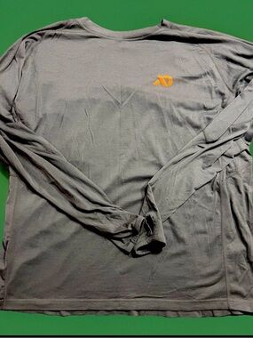 First Lite Men's Long-Sleeve Performance Shirt in Gray with Orange Logo